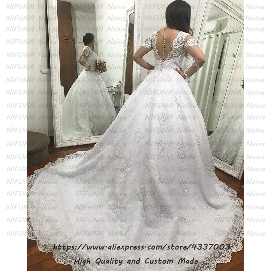Vestido de Noiva Boho Свадебные платья с длинными рукавами винтажные кружевные свадебные платья трапециевидной формы Новое поступление платье невесты Robe De Mariee