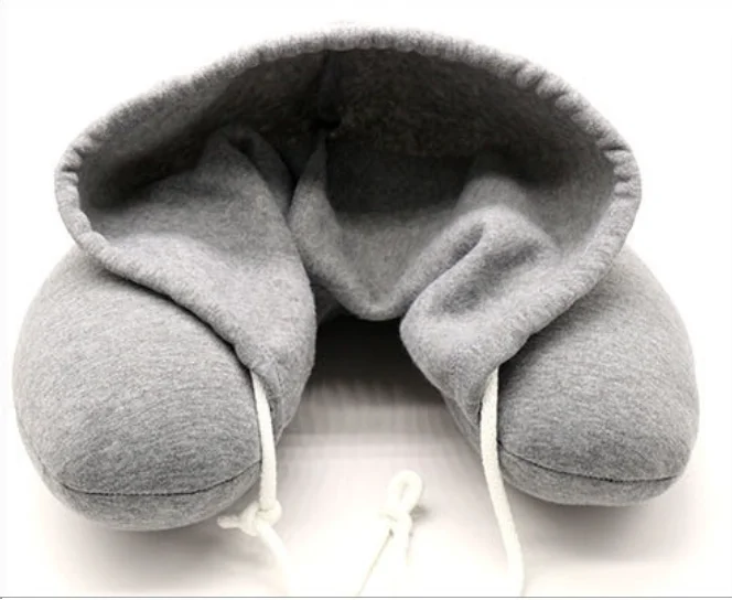 gray Подушка для тела и шеи, однотонный серый ворс, хлопок, частицы, подушка, мягкая, с капюшоном, u-подушка, текстиль, для дома, самолета, автомобиля, аксессуары для подушек - Цвет: gray