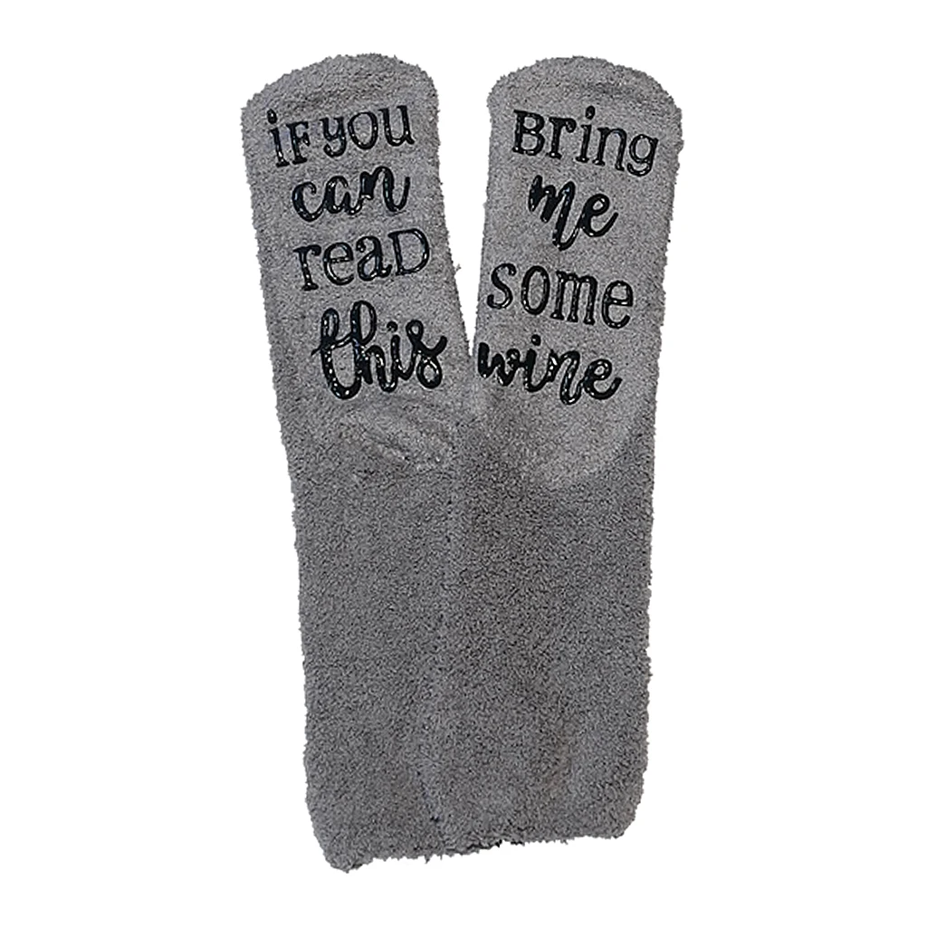 Novelty Saying Socks If You Can Read This Bring Me A Wine Soft Slipper Socks