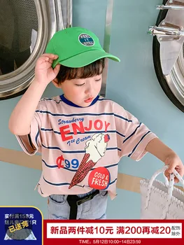 

Short-Sleeved T-shirt 2020 nian Summer Boys Striped Cotton), Half Sleeve Summer zhong da tong Baby Korean Children's Clothing