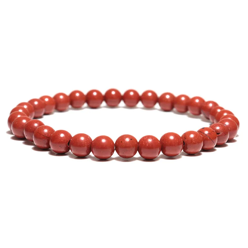 Минималистский натуральный красный коралловый камень браслет для мужчин женщин 4 мм 6 мм 8 мм 10 мм Strand Braslet Йога ювелирные изделия для медитации красный бразильский подарок - Окраска металла: 6mm