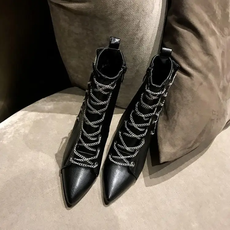 

2019 Women Winter Boots Pu Leather Zip Short Boots Pointed Toe Thin Heels Short Plush Warm Ankle Boots for Women Winter Shoes