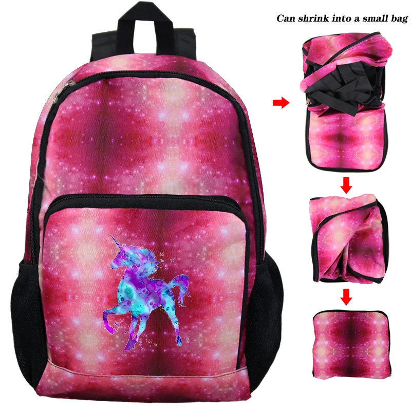 Складная сумка Mochila вытирает рюкзаки с единорогом Sac Dos Bookbag легкий портативный складной рюкзак школьные принадлежности