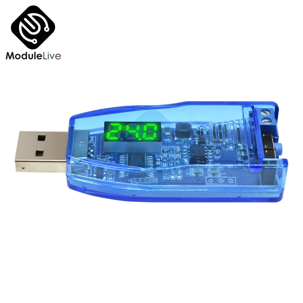 DC-DC 5V to 3.3V 9V 12V 24V Adjustable USB Step UP Down Power Converter Supply Module Red Green Display Voltage Volt Regulator