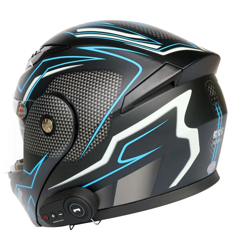 Men Women Bluetooth Motorcycle Helmet Flip Up Waterproof Longer Endurance Double Scratch Proof Anti Fog Visors