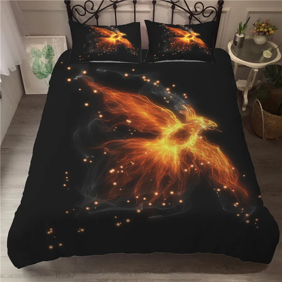 

A Bedding Set 3D Printed Duvet Cover Bed Set Flame Phoenix Home Textiles for Adults Bedclothes with Pillowcase #HY03