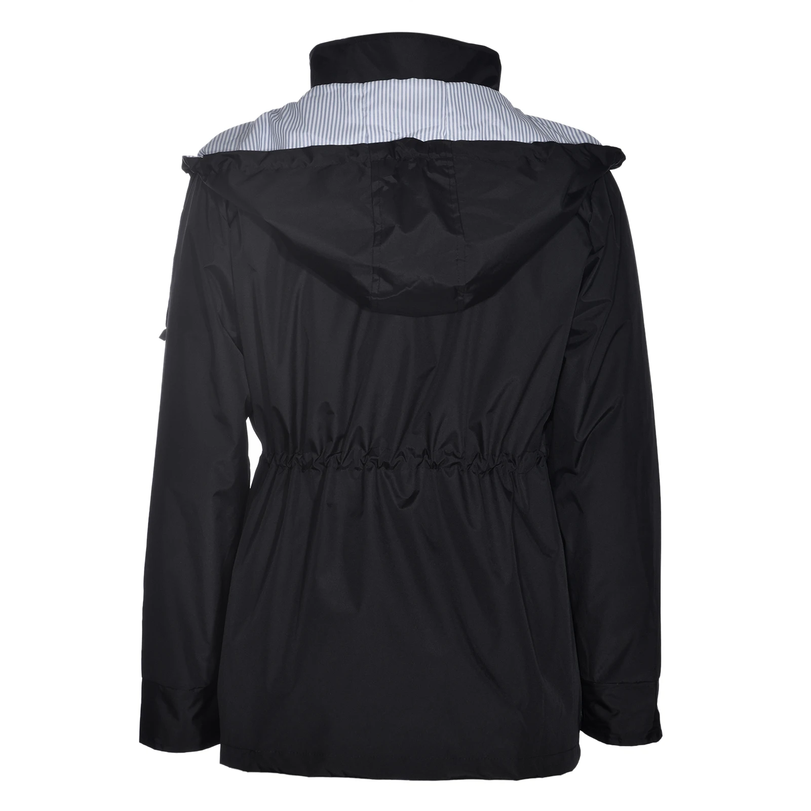 Women Rain Jacket Long Waterproof Drawstring Hooded Windbreaker Poncho Breathable Long Portable Water-Repell Rainwear Jacket 2