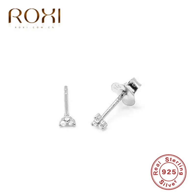 HGY-4 ROXI минималистичные 925 пробы серебряные серьги-гвоздики с тремя шариками Изящные маленькие серьги в мелкую точку хрящевая спираль серьги для пирсинга - Окраска металла: HGY-4