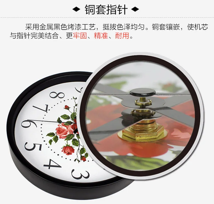 Sweep Suzuki Mute Hotel Electronic Clock-Style Pastoral Style Living Room Wall Clock Metal Candy-Colored Office Clock