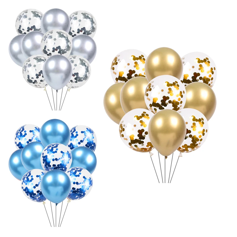 

10pcs 12inch Metallic Confetti Balloon Birthday Party Decor Metal Latex Balloon Wedding Gold Inflatable Helium Ball Decor