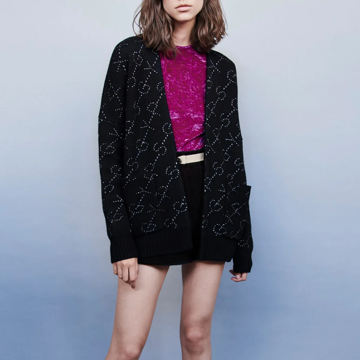 

2019 Autumn New Black V neck Knit Jacket Cardigan Womens Sweaters 2019 Winter