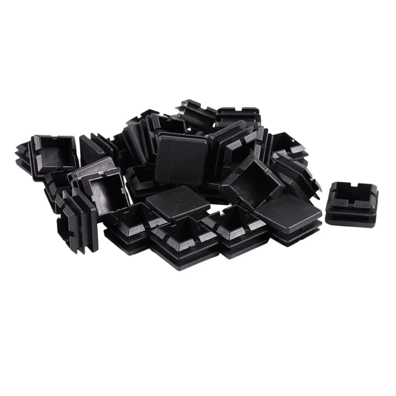 

New Square Table Chair Leg Tube Pipe Feet Insert Cap 25mmx25mm 30pcs Black