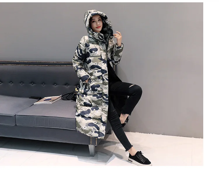 Парка, пальто для женщин, красивая Harajuku зимняя одежда, Женская куртка, камуфляжное пальто, толстое теплое длинное пальто для женщин, Chaqueta Mujer