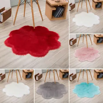 

Flower Fluffy Rug Anti-Skid Shaggy Dining Room Bedroom Carpet Floor Comfortable Shaped Shaggy Hairy Carpet Floor Mat Home Decor