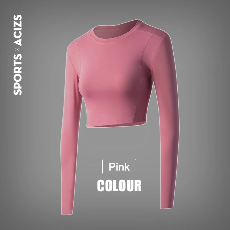 Women Yoga Top Long Sleeve Tight Slim Crop Top Fashionable Running Fitness Sportswear Clothes Super Stretchy Elastic Undershirt