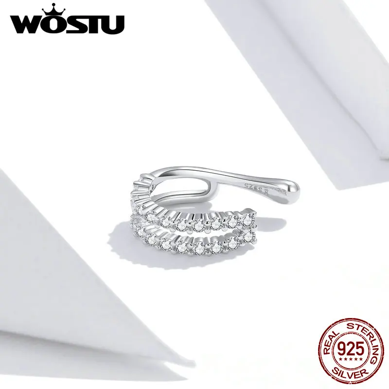 Женские серьги клипсы WOSTU из стерлингового серебра 925 пробы с цирконием 1 пара|Серьги-клипсы| |
