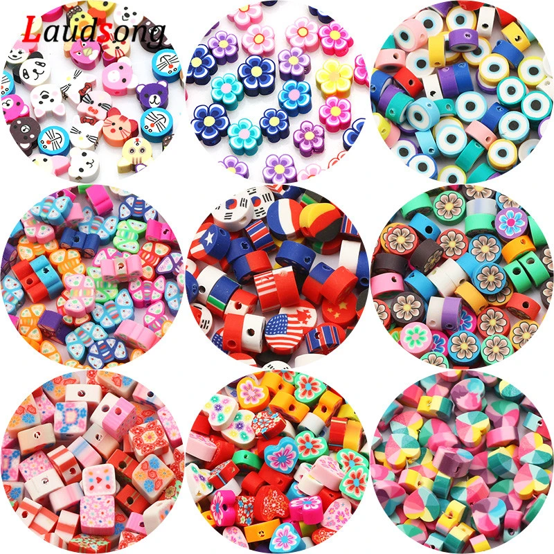 chakra beads 50pcs Various Fruits Animal Heart Round Beads Polymer Clay Beads  Spacer Loose Beads For Jewelry Making  DIY Bracelet Necklace beaded bracelets for women