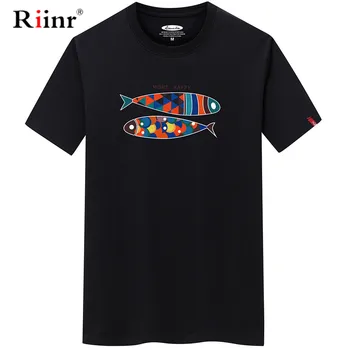 

Riinr 2020 New Summer Fashion ColorFish Print Tee Shirt Men Large Size Clothes Men T-Shirt O-neck Short Sleeve Casual Cotton 6XL
