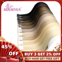 K.S парики прямые Remy Hand tiked Tape искусственная кожа утка человеческие волосы для наращивания салон образцы 10 шт. для тестирования 16 ''20'' 24''