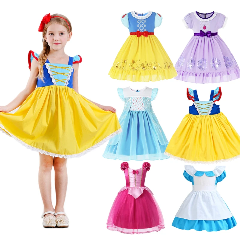 Платье принцессы белоснежное для девочек повседневное Детское До Колена в стиле