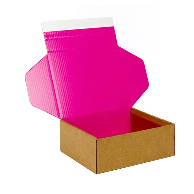 Custom logo printed cardboard black pink quick self seal postal boxes personalised adhesive tear strips box packaging 2