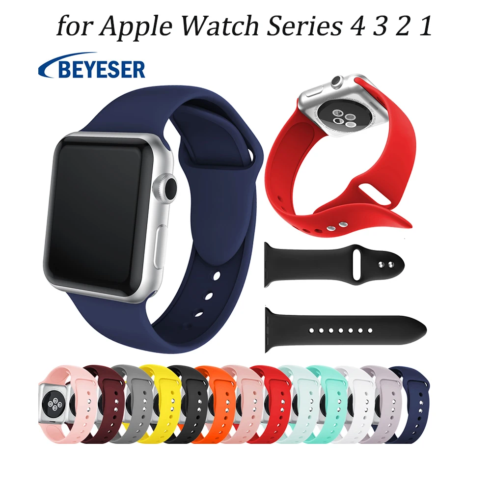 Мягкий силиконовый спортивный ремешок для Apple Watch 4 3 2 1 38 42 мм классический часов