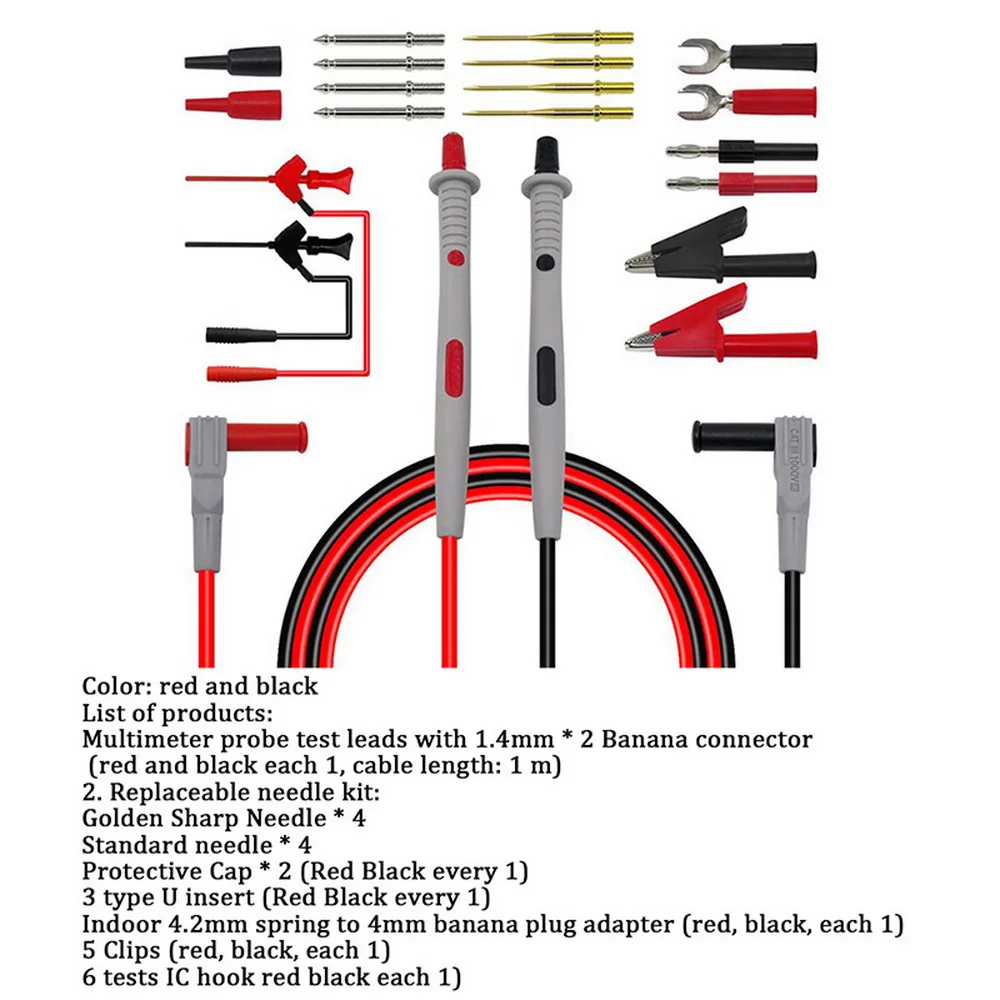 Датчики для мультиметра Сменные иглы тестовые комплекты проводов Щупы для цифрового мультиметра кабель Щупы для мультиметра Проводные наконечники