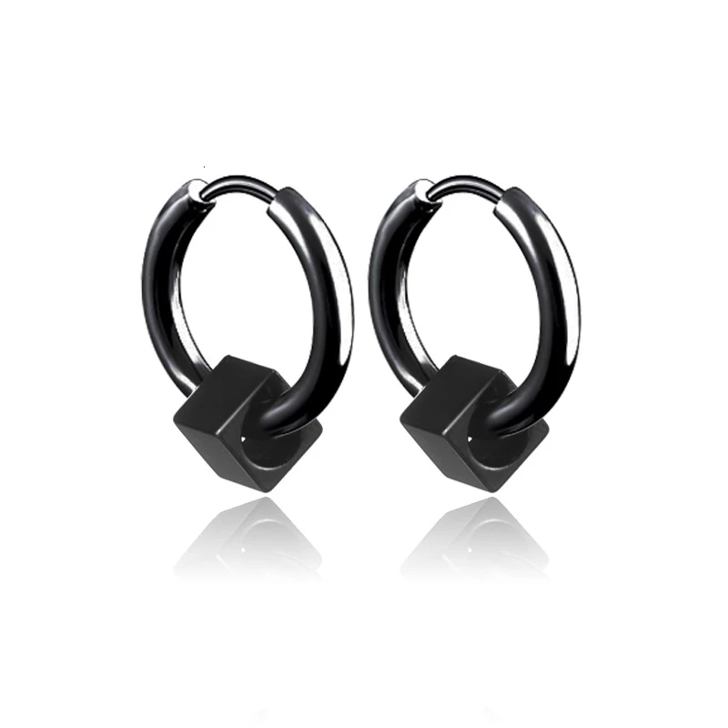 

Hip-hop Jewelry Mans Square Punk Circle Stud Earrings Personality Piercing Ear Nail Korean Without Piercing Clip On Earrings 1pc
