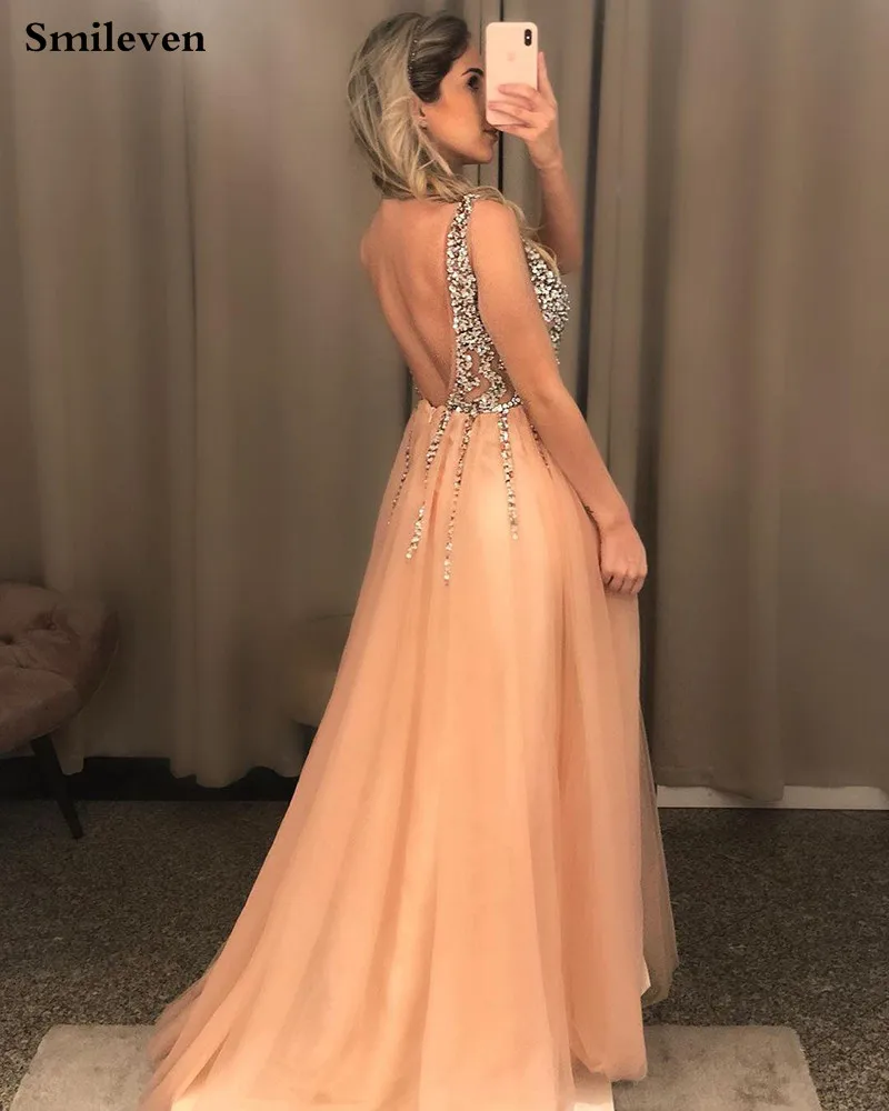 Smileven Сексуальные вечерние платья с v-образным вырезом с разрезом по бокам Vestido de festa longo хрустальные длинные вечерние платья под заказ