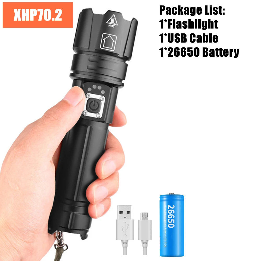 Option C Xhp90 xhp90.2 xhp70.2 Мощный USB светодиодный фонарь, ручная лампа 26650 18650, перезаряжаемый тактический фонарь - Emitting Color: Option C