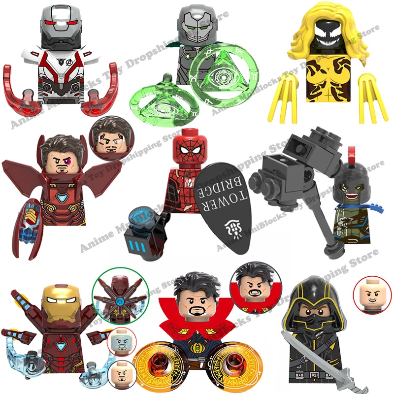 X0215 X0244 X0265 X0271 X0289 X0313 Marvel блоки Железный человек Человек-паук Халк Аниме фильмы