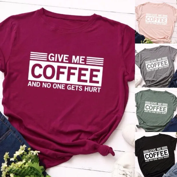 Женская футболка с принтом Give Me Coffee винтажная Эстетическая в стиле Харадзюку
