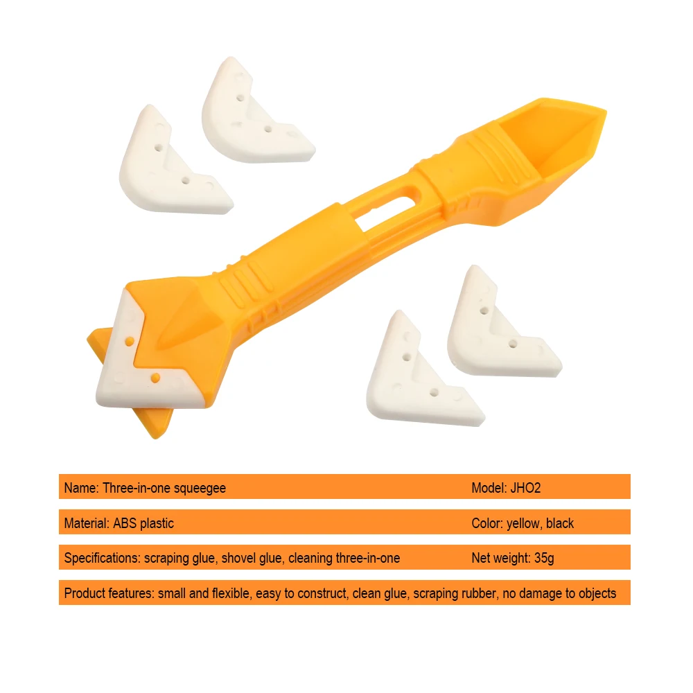 JelBo Silicone Scraper Caulking Grouting Hand Tool 3 in 1 Kitchen window cleaner scrapers set for Finishing Grout Floor Cleaning