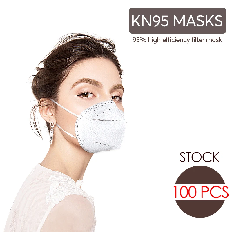 

KN95 Mask 100PCS Dust-proof PM2.5 Anti-virus Anti-Coronavirus N95 Disposable 4-Layer Filter Masks Breathable Protective MASK
