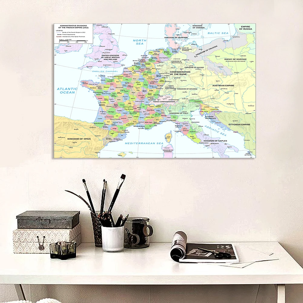 150*100cm 1812 Die Frankreich Politische In Französisch Vintage Non-woven Leinwand Malerei Wand Kunst Poster Schule liefert Wohnkultur