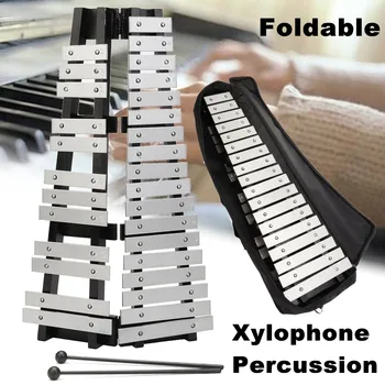 

30 Note Xylophone Glockenspiel Aluminum Foldable Percussion & Mallets & Bag Music Instruments with Storage Bag Musical Xylophone