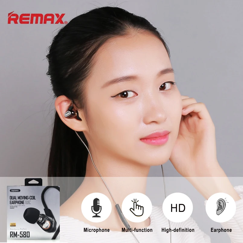 REMAX HD In ear Wired Earphone Multifunctional HIFI Portable Headphone Music Sports Headset Noise Reduction Microphone Earphones