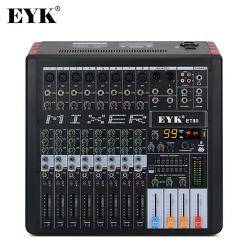 

EYK ET80 8 Channels Professional Audio Mixer dj Studio 7 BAND EQ 99DSP USB Bluebooth Recording Mixing Console with AUX FX Output