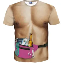 Мужская модная футболка с 3D принтом, Сексуальная футболка с мускулами и галстуком, летняя поддельная футболка из двух частей с коротким рукавом, Homme