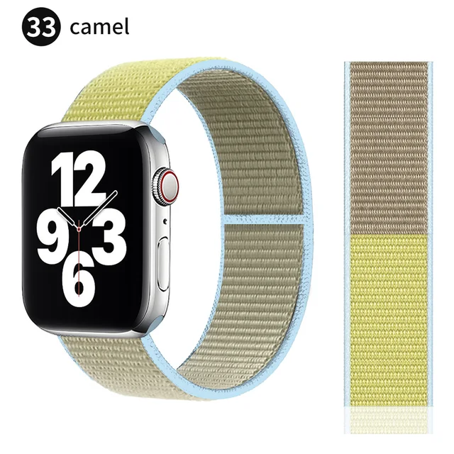 Nylon Strap for Apple watch series 7 band 41mm 44mm 40mm 42mm 38mm smartwatch wristband belt sport loop bracelets iWatch 3456 se Camel