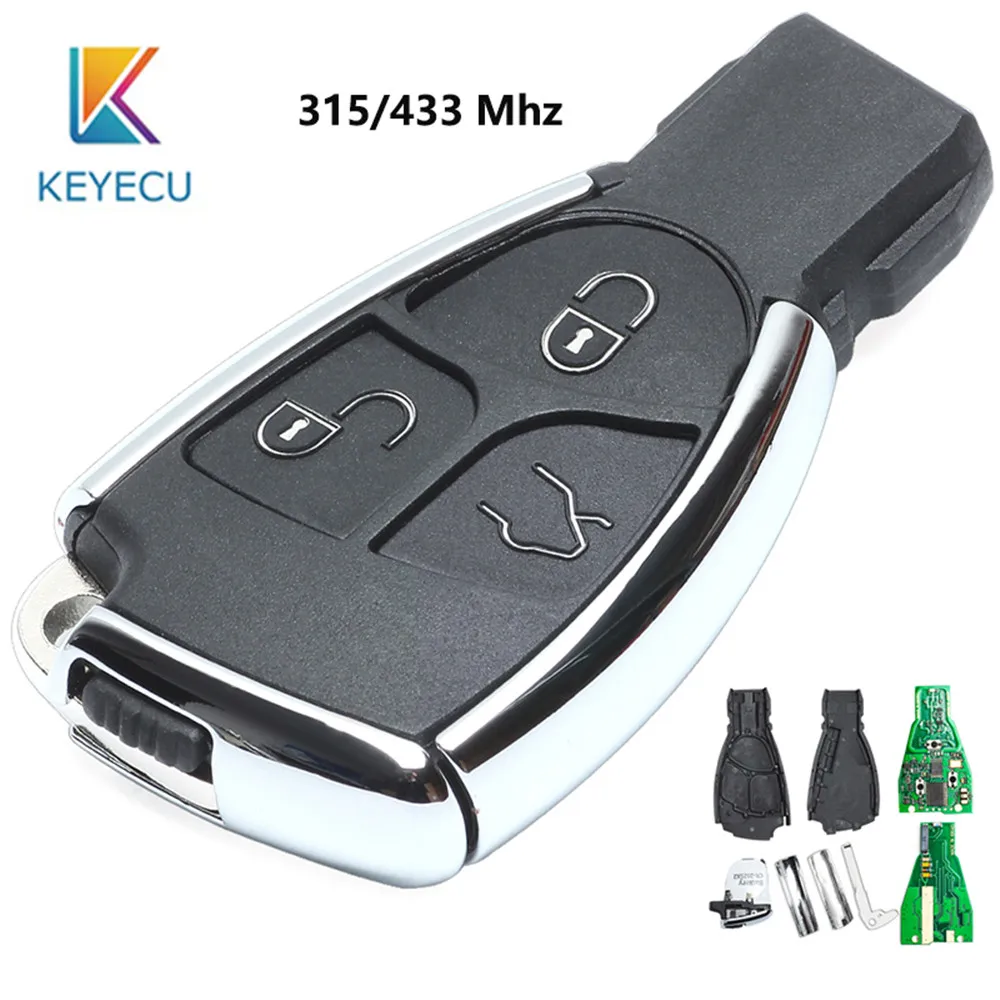 KEYECU 315/433 MHz чип NEC смарт 3 кнопки Замена умный дистанционный ключ-брелок от машины для Mercedes Benz до