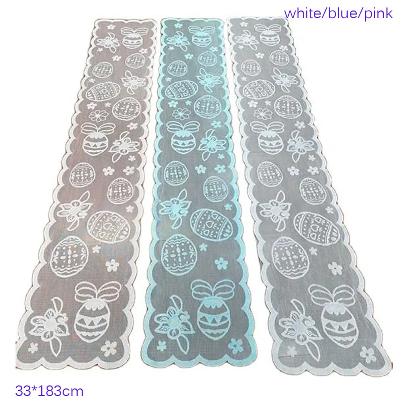 

2024 lace mesh Easter eggs bed Table Runner flag cloth cover kitchen Easter Party tablecloth Table decoration and accessories