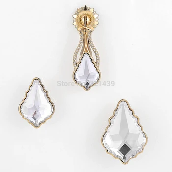 

1PC Luxury Crystal Knob Super Shiny Kitchen Cabinet Door Hardware Golden Dresser Handles Jewelry Box Drawer Pulls