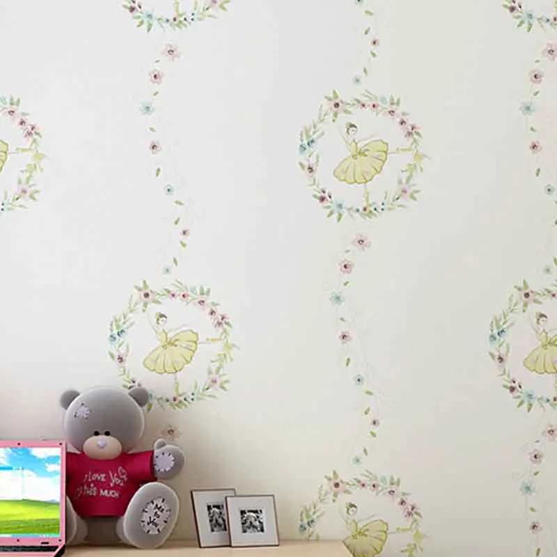 

Children's Wallpapers Ballet Girl Cartoon Bedroom Warm Princess Room Background Environmental Wallpaper Unique Gifts