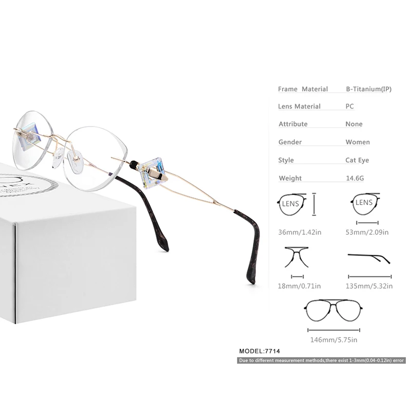 FONEX титановые очки без оправы, женские очки высокого качества, оправа для очков, алмазная обрезка, очки для близорукости, оптические очки 7714