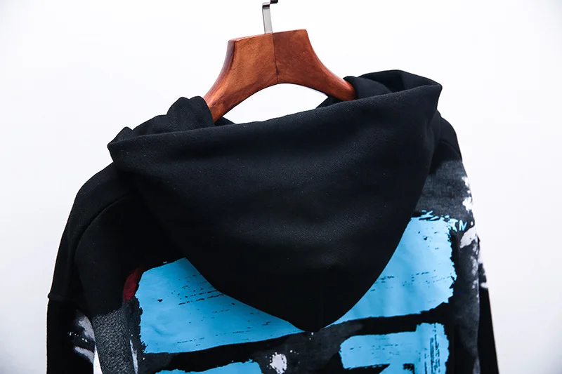Off-white ow Высокое качество черный плюс бархат брызг пятнистый пальто для женщин и мужчин Толстовка