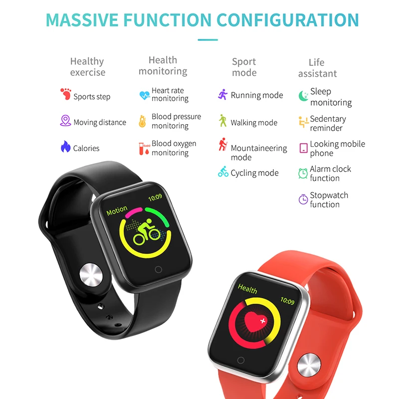  LYKRY QW21 Smart Watch Monitor Fitness Tracker Heart Rate Blood Pressure Sport Watch Alarm Clock Fo - 4000141474316