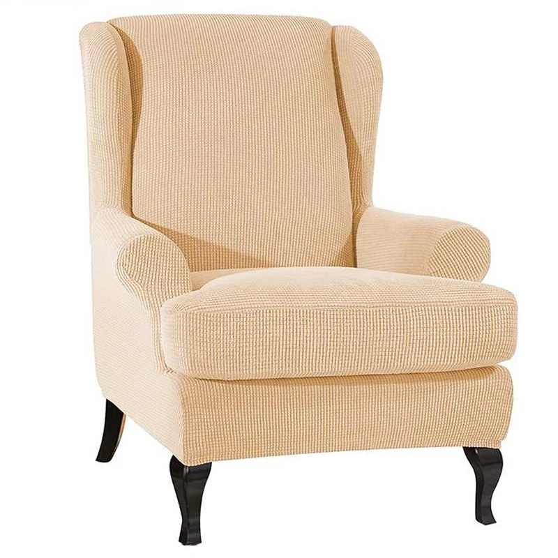 Wingback наклонная рукоятка King Back эластичные чехлы на кресла кресло крыло диван задняя крышка стула стрейч протектор скольжения Чехол протектор - Цвет: Beige Yellow