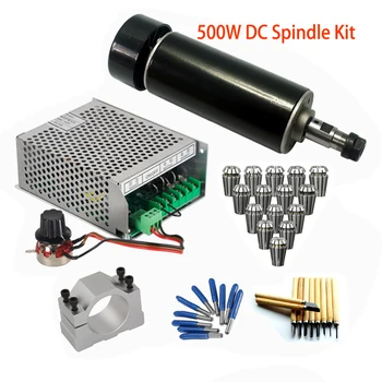 

CNC spindle 500W Air cooled 0.5kw er11 collet set chuck 52MM Clamps Spindle Motor + Power Supply speed governor For CNC Router