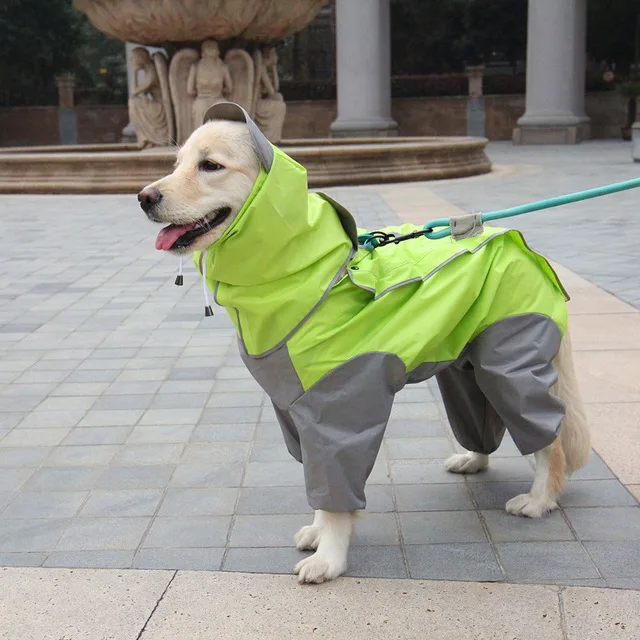 Водонепроницаемые дождевые куртки для собак, собачьи плащи, защитные комбинезоны для собак, пончо, плащ для маленьких средних и больших собак - Цвет: Зеленый